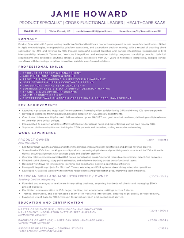 Jamie Howard Resume Preview
